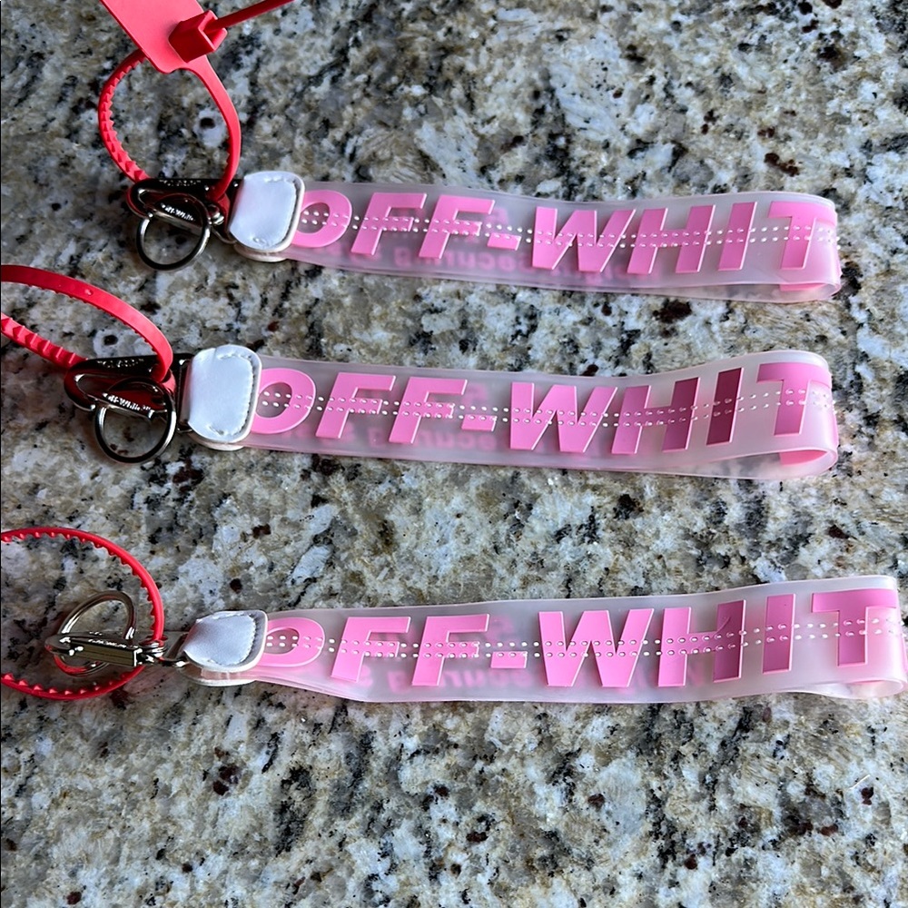 Pink and White Keychain Set with zip tie